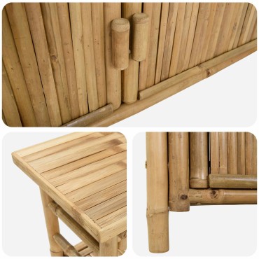 vidaXL Τραπέζι κονσόλας με ράφι Φυσικό 80x35x75cm Μπαμπού