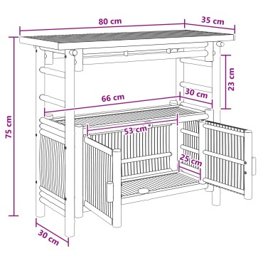 vidaXL Τραπέζι κονσόλας με ράφι Φυσικό 80x35x75cm Μπαμπού