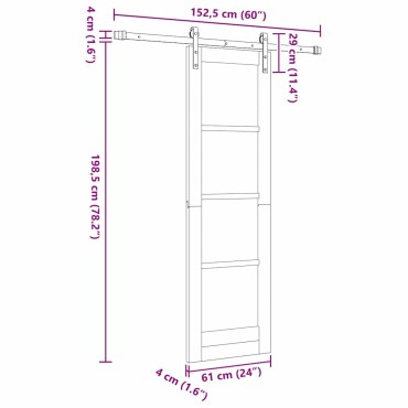 vidaXL Συρόμενη Πόρτα ORKDAL Λευκό 61 x 198,5 εκ.