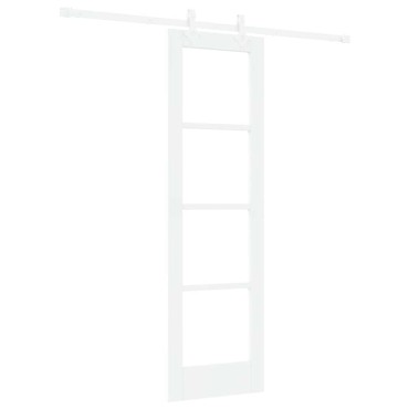 vidaXL Συρόμενη Πόρτα 61 x 198,5 εκ. Μασίφ ξύλο πεύκου και γυαλί Λευκό