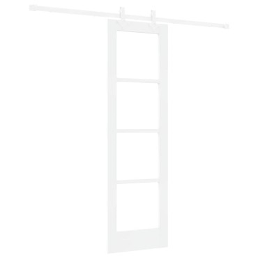vidaXL Συρόμενη Πόρτα Λευκό 61 x 198,5 εκ. Μασίφ ξύλο πεύκου και γυαλί
