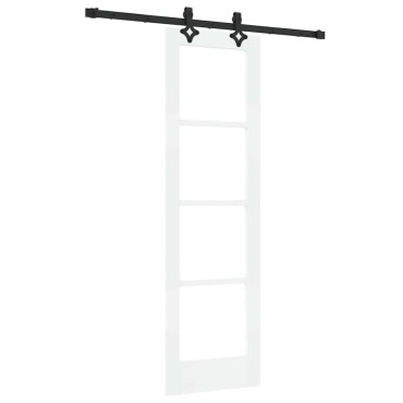 vidaXL Συρόμενη Πόρτα Λευκό 61 x 198,5 εκ. Μασίφ ξύλο πεύκου και γυαλί