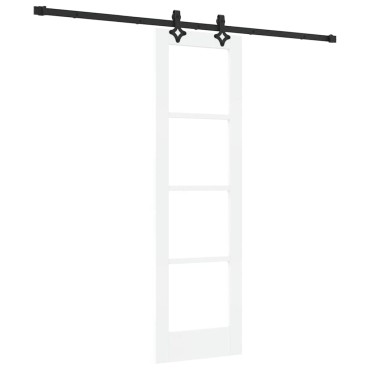 vidaXL Συρόμενη Πόρτα Λευκό 61 x 198,5 εκ. Μασίφ ξύλο πεύκου και γυαλί