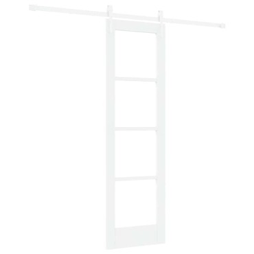 vidaXL Συρόμενη Πόρτα Λευκό 61 x 198,5 εκ. Μασίφ ξύλο πεύκου και γυαλί