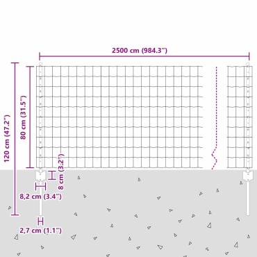 vidaXL Περίφραξη Euro με Στήλη 25x0,8 m PVC-Επικαλυμμένο Ατσάλι