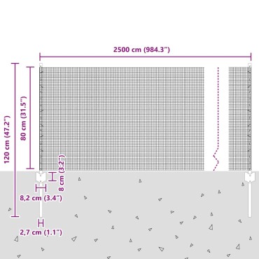vidaXL Συρματόπλεγμα με Στυλίς 25x0,8 m PVC-Επικαλυμμένο Ατσάλι
