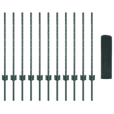 vidaXL Συρματόπλεγμα με Στυλίς 25x0,8 m PVC-Επικαλυμμένο Ατσάλι