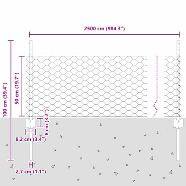 vidaXL Εξαγωνική Φράχτη με Στύλο 25x0,5 m PVC-Επικαλυμμένο Ατσάλι