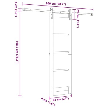vidaXL Συρόμενη Πόρτα ORKDAL Λευκό και Μαύρο 61 x 198,5 εκ.