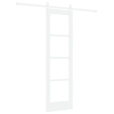 vidaXL Συρόμενη Πόρτα Λευκό 61 x 198,5 εκ. Μασίφ ξύλο πεύκου και γυαλί