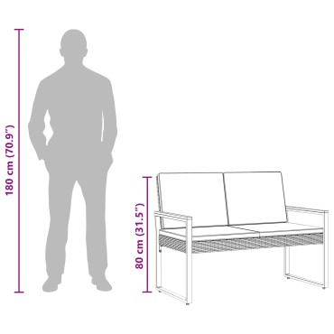 vidaXL Εξωτερικός πάγκος 2 -Seater 107x61x80cm συνθετικό ρατάν