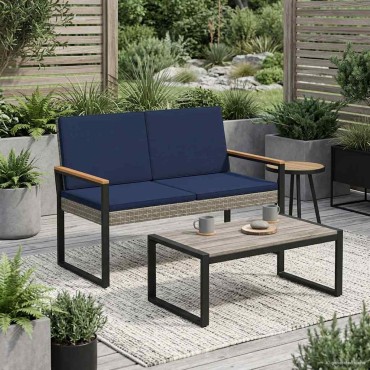 vidaXL Εξωτερικός πάγκος 2 -Seater 107x61x80cm συνθετικό ρατάν