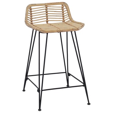 vidaXL Μπαρ σκαμπό 2 τεμ. Φυσικό 44x45x76cm Ράτταν και Χάλυβας