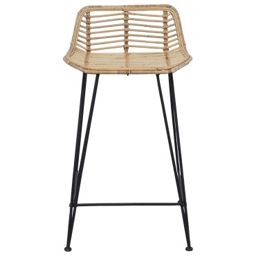 vidaXL Μπαρ σκαμπό 2 τεμ. Φυσικό 44x45x76cm Ράτταν και Χάλυβας