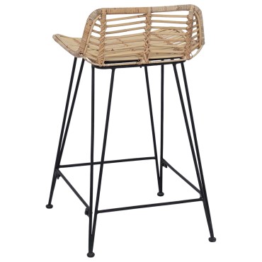vidaXL Μπαρ σκαμπό 2 τεμ. Φυσικό 44x45x76cm Ράτταν και Χάλυβας