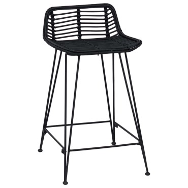 vidaXL Μπαρ σκαμπό 2 τεμ. Μαύρο 44x45x76cm Ράτταν και Χάλυβας