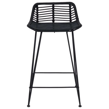 vidaXL Μπαρ σκαμπό 2 τεμ. Μαύρο 44x45x76cm Ράτταν και Χάλυβας