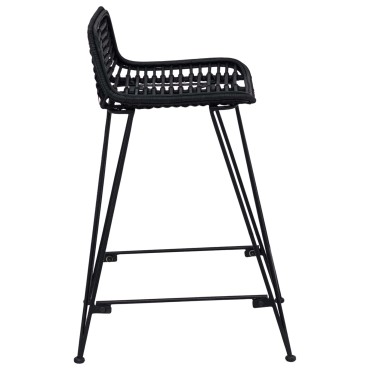 vidaXL Μπαρ σκαμπό 2 τεμ. Μαύρο 44x45x76cm Ράτταν και Χάλυβας