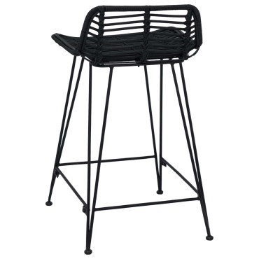 vidaXL Μπαρ σκαμπό 2 τεμ. Μαύρο 44x45x76cm Ράτταν και Χάλυβας