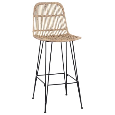 vidaXL Μπαρ σκαμπό 2 τεμ. Φυσικό 44x55x109cm Ράτταν και Χάλυβας