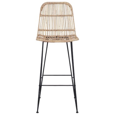vidaXL Μπαρ σκαμπό 2 τεμ. Φυσικό 44x55x109cm Ράτταν και Χάλυβας