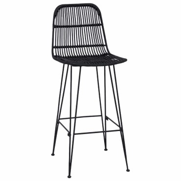 vidaXL Μπαρ σκαμπό 2 τεμ. Μαύρο 44x55x109cm Ράτταν και Χάλυβας