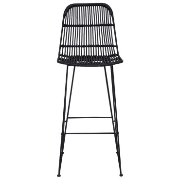 vidaXL Μπαρ σκαμπό 2 τεμ. Μαύρο 44x55x109cm Ράτταν και Χάλυβας