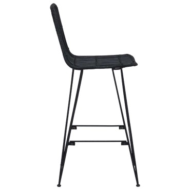 vidaXL Μπαρ σκαμπό 2 τεμ. Μαύρο 44x55x109cm Ράτταν και Χάλυβας