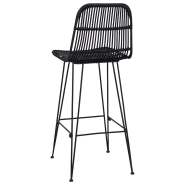 vidaXL Μπαρ σκαμπό 2 τεμ. Μαύρο 44x55x109cm Ράτταν και Χάλυβας
