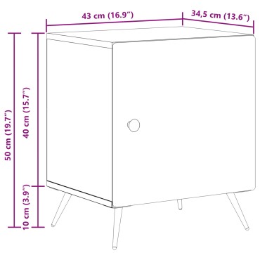 vidaXL Κομοδίνο Καπνισμένο Ξύλο Δρυός 43x34,5x50 εκ 1 τεμ.