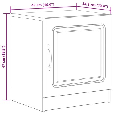 vidaXL Κομοδίνο Καπνισμένο Ξύλο Δρυός 43x34,5x47cm 1 τεμ.