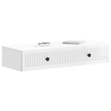 vidaXL Τραπεζάκι Τοίχου Γυαλιστερό Λευκό 87,5x34,5x17cm