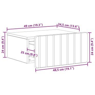 vidaXL Τοίχου Κρεμαστό Κομοδίνο Γκρι Sonoma 49x34,5x24cm 1 τεμ.