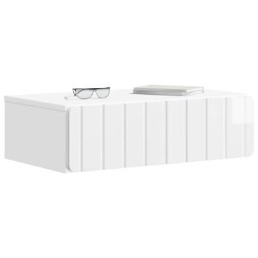 vidaXL Τραπεζάκι Τοίχου Γυαλιστερό Λευκό 59x34,5x17cm