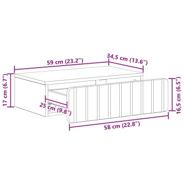 vidaXL Τραπεζάκι Τοίχου 59x34,5x17cm Επεξεργασμένο Ξύλο