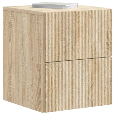 vidaXL Τοίχου Κρεμαστό Κομοδίνο 2 τεμ. Sonoma Δρυς 33x34,5x40 εκ
