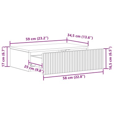 vidaXL Τραπεζάκι Τοίχου 59x34,5x17cm Επεξεργασμένο Ξύλο