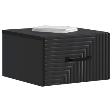 vidaXL Τοίχου Κρεμαστό Κομοδίνο Μαύρο 34,5x33x20cm 1 τεμ.