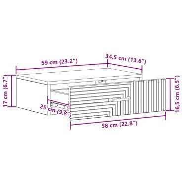 vidaXL Τραπεζάκι Τοίχου 59x34,5x17cm Επεξεργασμένο Ξύλο Μαύρο