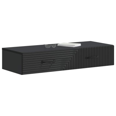 vidaXL Τραπεζάκι Τοίχου 87,5x34,5x17cm Επεξεργασμένο Ξύλο Μαύρο