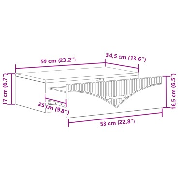 vidaXL Τραπεζάκι Τοίχου 59x34,5x17cm Επεξεργασμένο Ξύλο