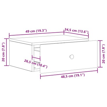 vidaXL Τοίχου Κρεμαστό Κομοδίνο Artisan Δρυς 49x34,5x20cm 1 τεμ.