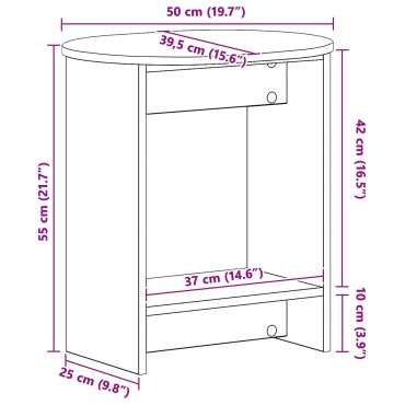 vidaXL Τραπεζάκι Πλευράς Γκρι Sonoma 50x39,5x55 εκ 1 τεμ.