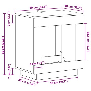 vidaXL Τραπεζάκι Πλευράς Μαύρη Δρυς 60x40x65cm Επεξεργασμένο Ξύλο 1 τεμ.