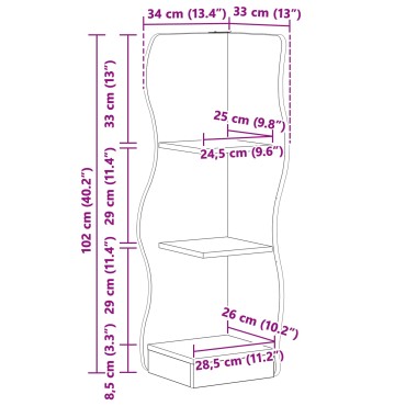 vidaXL Γωνιακό ράφι Artisan Δρυς 34x33x102cm Επεξεργασμένο Ξύλο