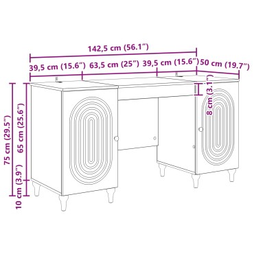 vidaXL Γραφείο Μαύρο 142,5x50x75cm Επεξεργασμένο Ξύλο 1 τεμ.