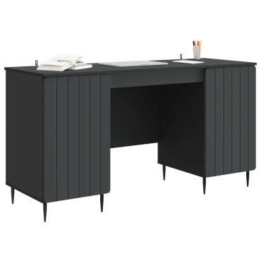 vidaXL Γραφείο με ράφι Μαύρο 142,5x50x75cm Επεξεργασμένο Ξύλο 1 τεμ.