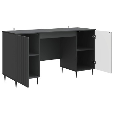 vidaXL Γραφείο με ράφι Μαύρο 142,5x50x75cm Επεξεργασμένο Ξύλο 1 τεμ.