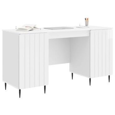 vidaXL Γραφείο Γυαλιστερό Λευκό 142,5x50x75cm Επεξεργασμένο Ξύλο 1 τεμ.