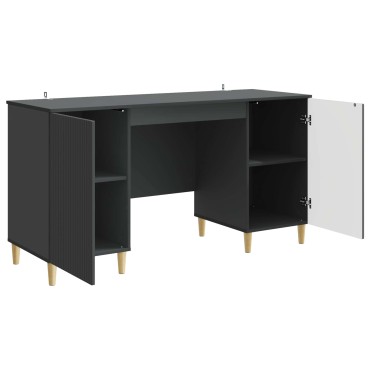 vidaXL Γραφείο με ράφι Μαύρο 142,5x50x75cm Επεξεργασμένο Ξύλο 1 τεμ.